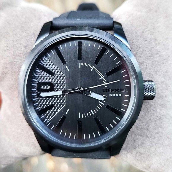 NEW DIESEL RASP DZ1807 BLACK SILICONE STRAP QUARTZ MEN WATCH NO BOX AND … - Picture 3 of 8